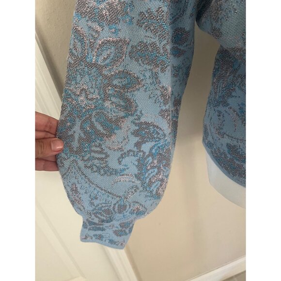 NWT ANTHROPOLOGIE powder blue bell-sleeve turtleneck  sweater SMALL - Picture 2 of 8